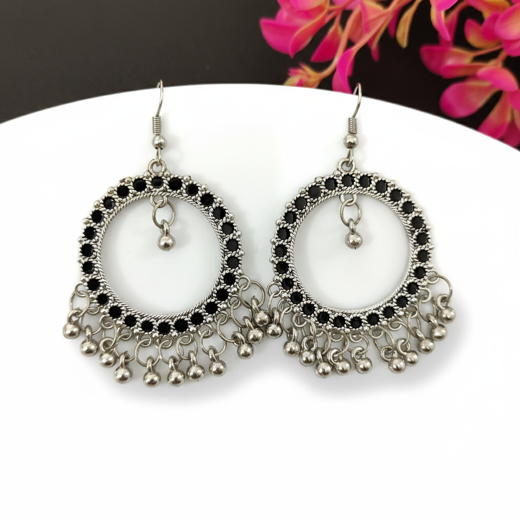 Black Design Oxidised Jhumka