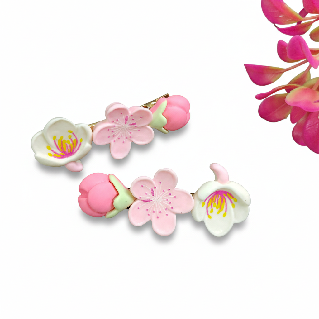 Pink & White Clips 1 Pair