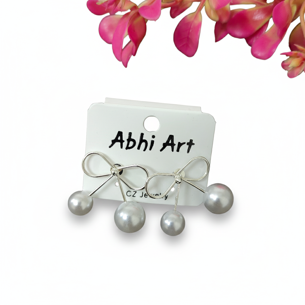 Pearl Bow Korean Studs