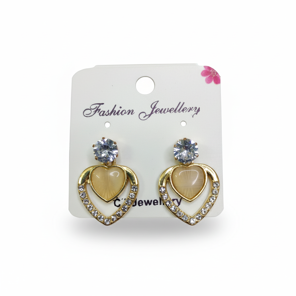 Golden Heart Pearl Studs