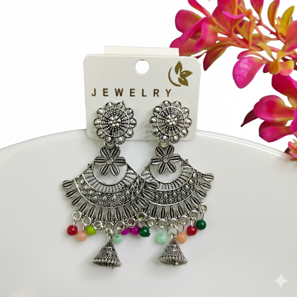 Multicolor Oxidised Jhumka