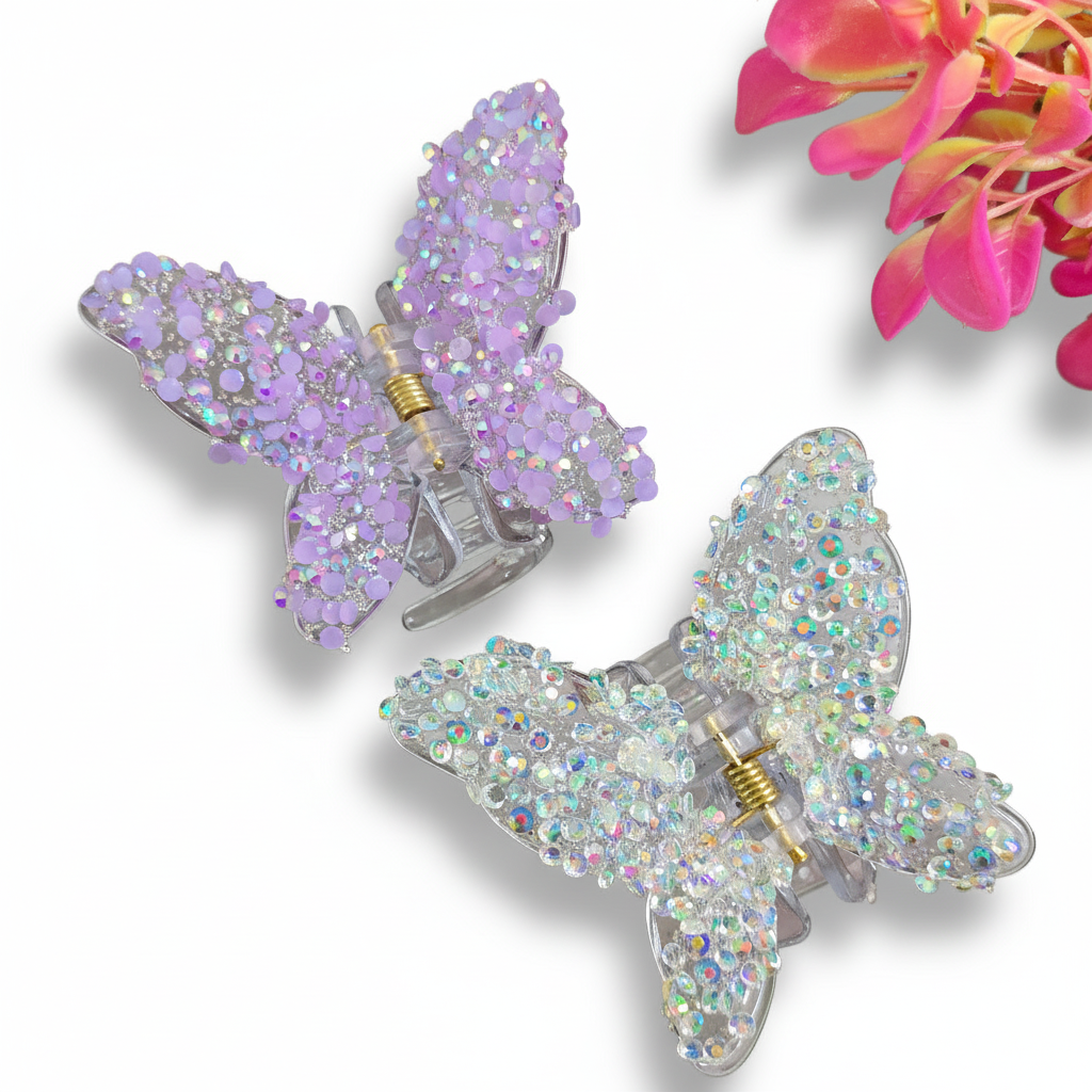 Glitter Butterfly Hair Claws