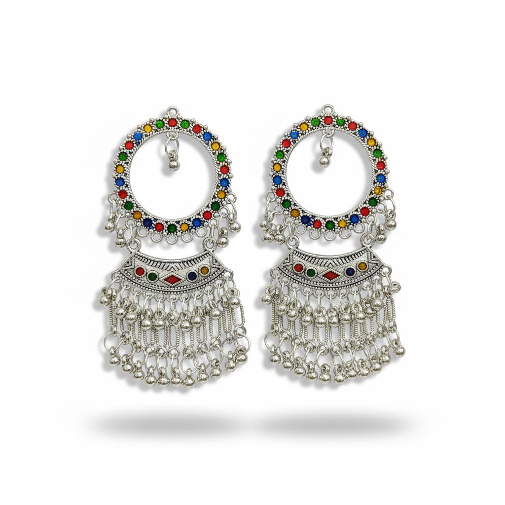 Multicolor Oxidised Drop Jhumka