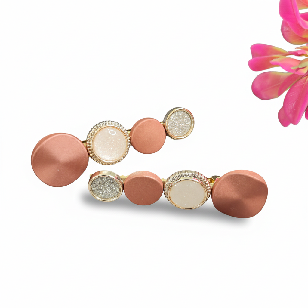 Korean Brown Pearl Clips 1 Pair