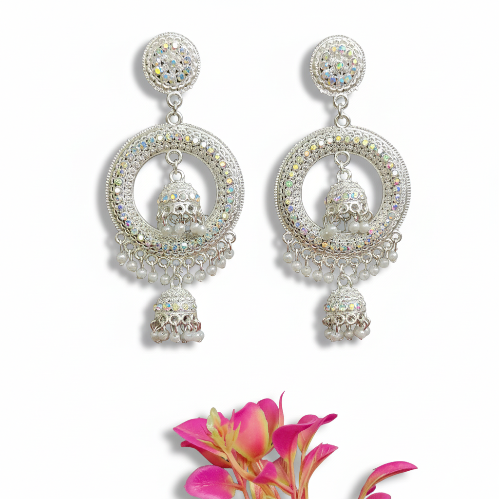 Silver Premium Pearl Jhumka