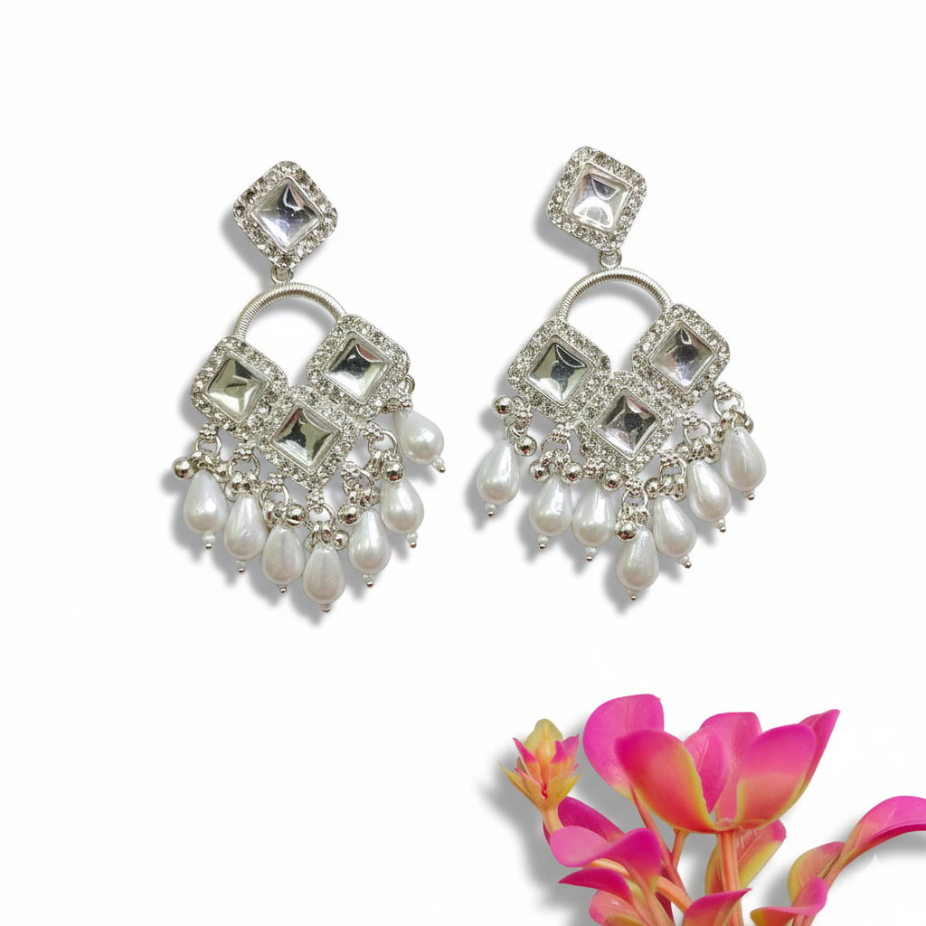 Mirror Cut Pearl Premium Jhumka