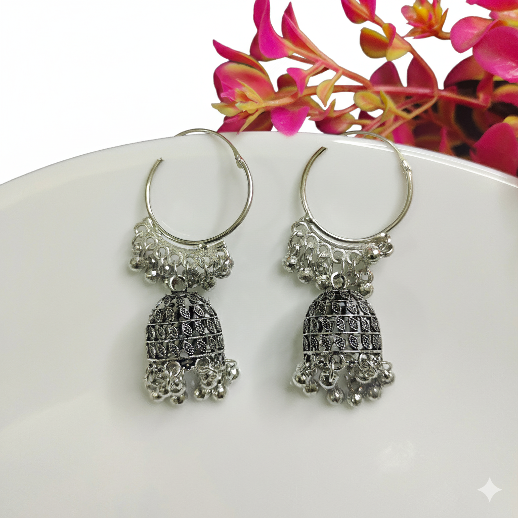 Beautiful Oxidised Hook Drop Jhumka