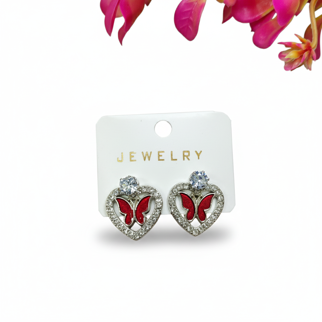Red Butterfly Style Studs