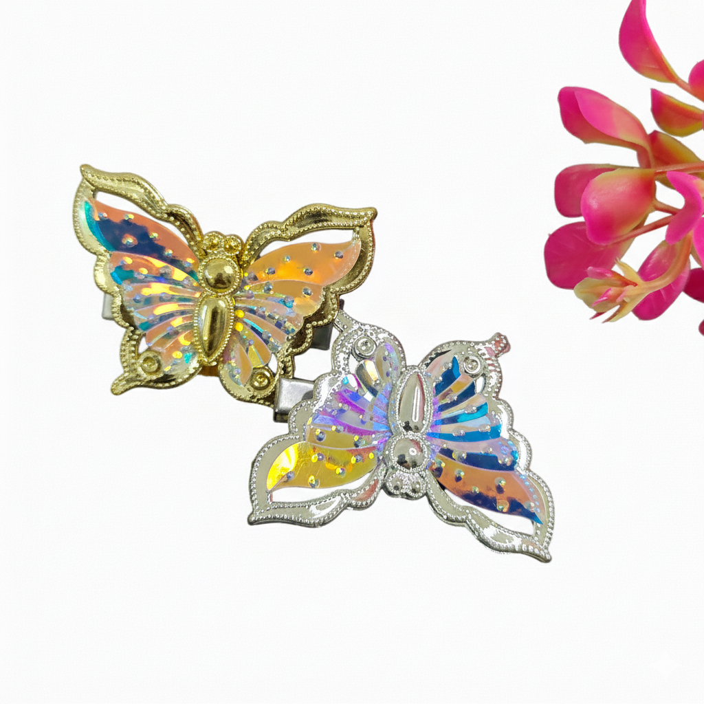 Shiny Metal Hair Clips ( 1 Pair )