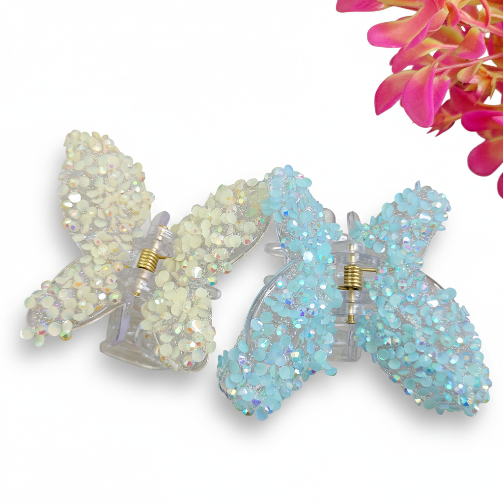 Glitter Butterfly Hair Claws