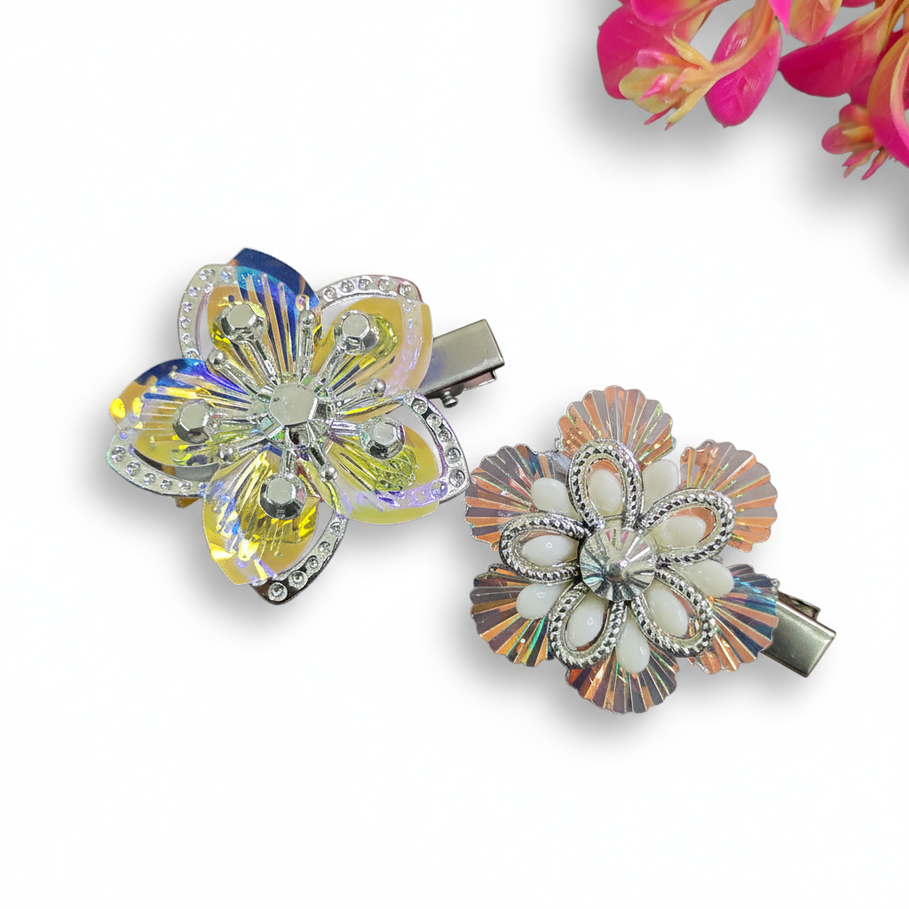 Flower Metal Hair Clips 1 Pair