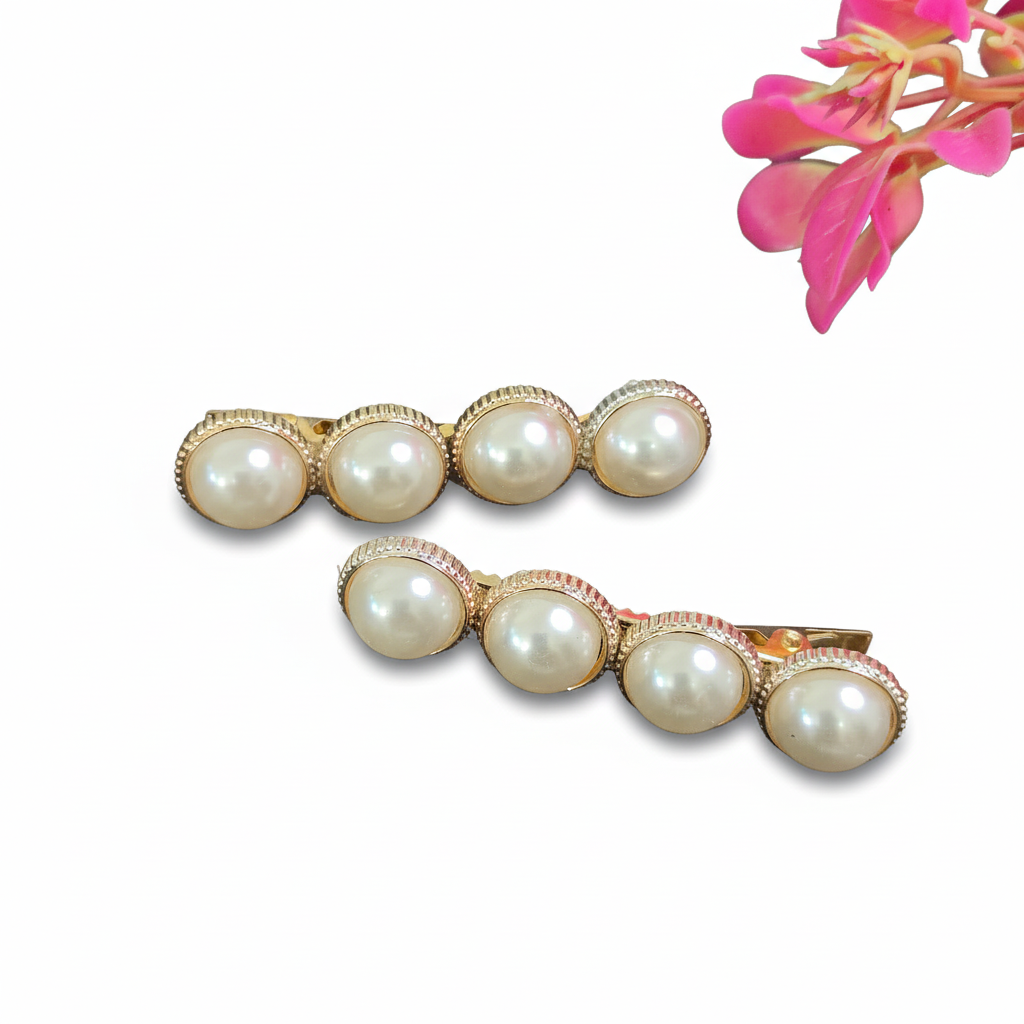 Pear White Clips 1 Pair