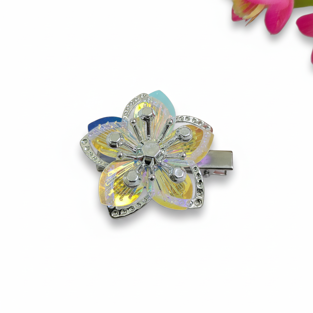 Flower Metal Hair Clips 1 Pair