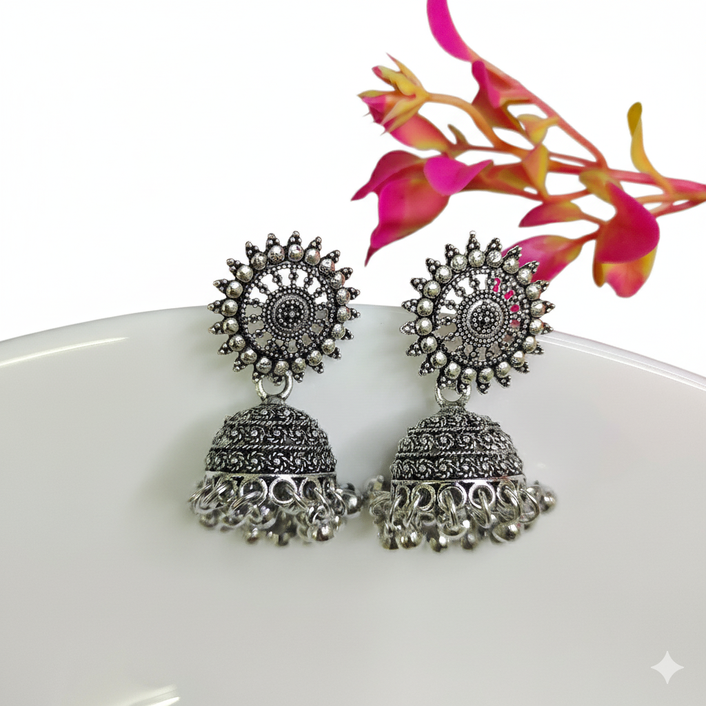 Silver Oxidised Jhumka