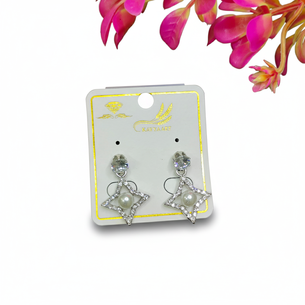 Pearl White Star Korean Studs