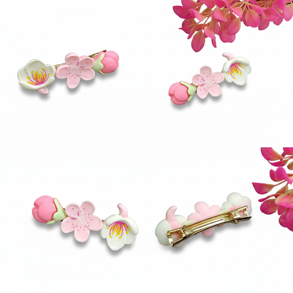 Pink & White Clips 1 Pair