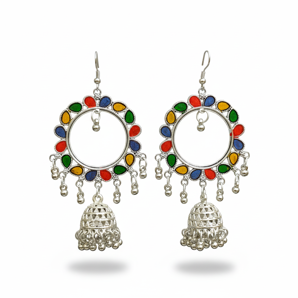 Multicolor Oxidised Jhumka
