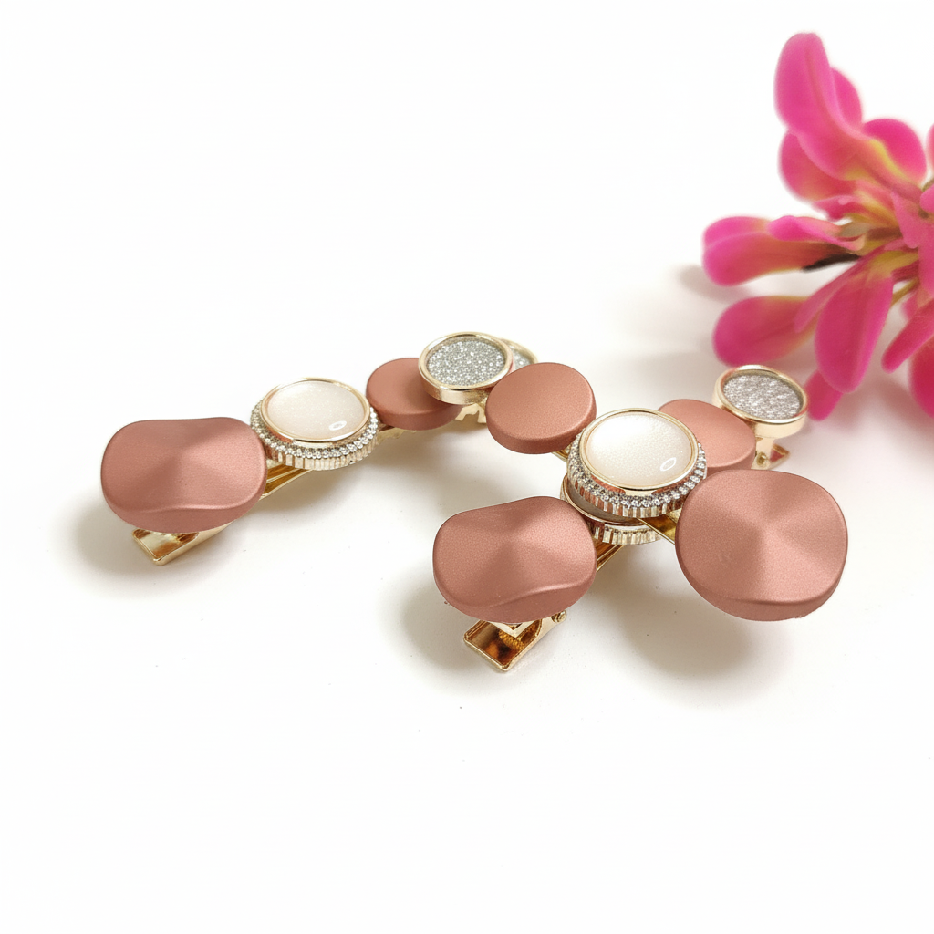 Korean Brown Pearl Clips 1 Pair