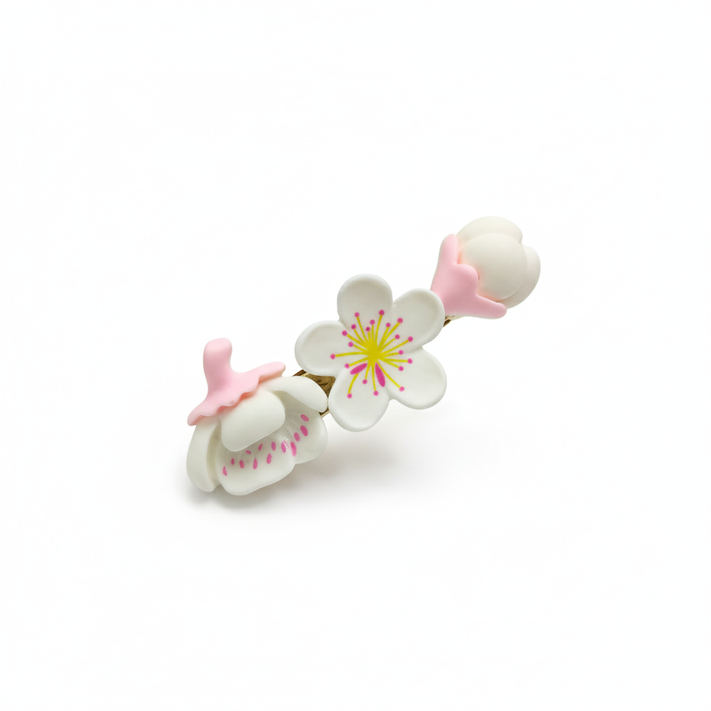 Flower White Clip 1 Pair