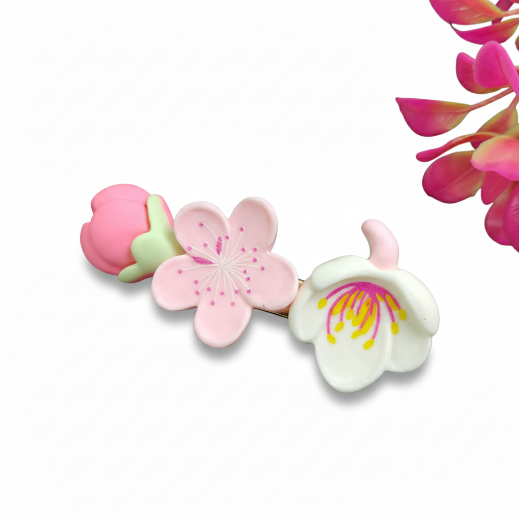 Pink & White Clips 1 Pair