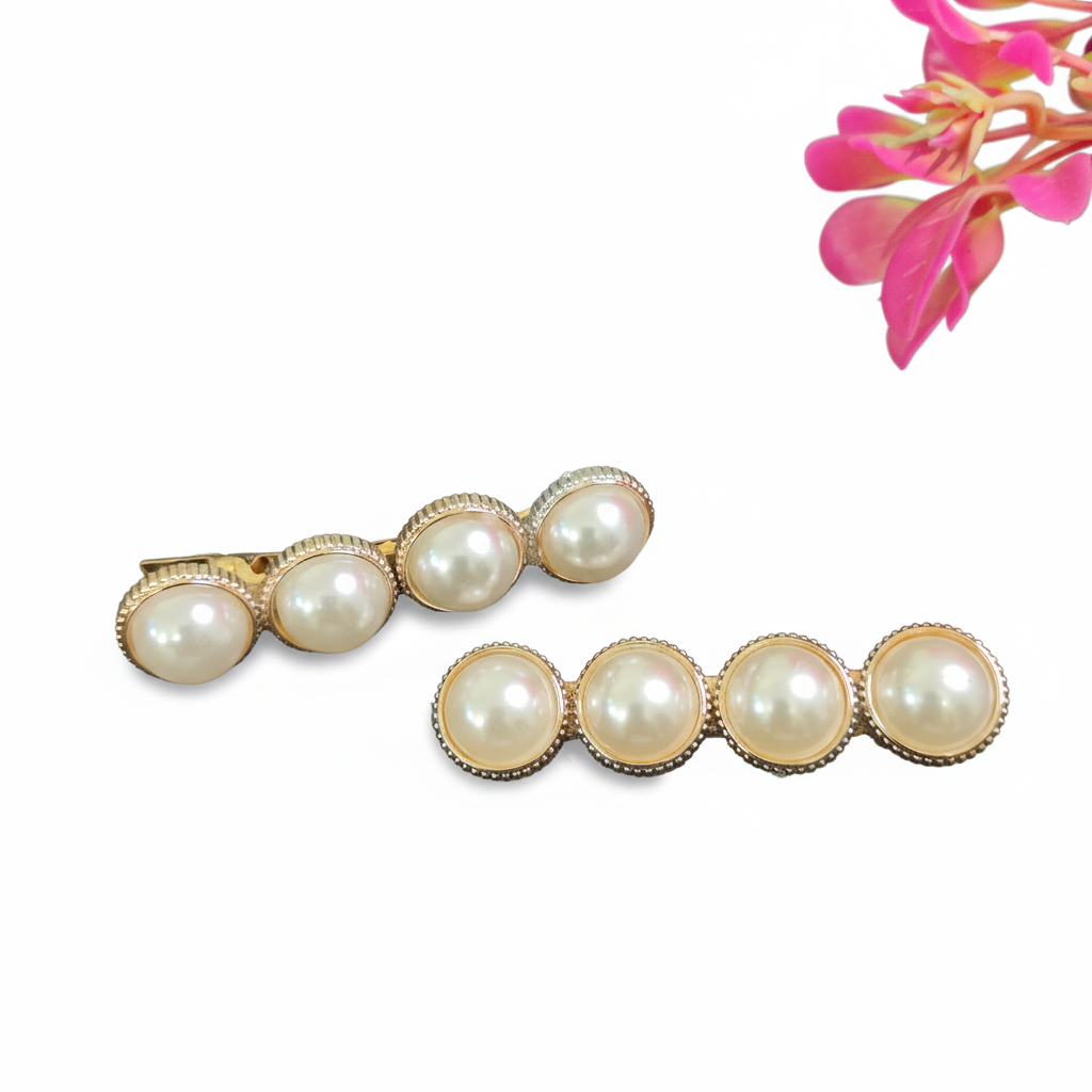 Pear White Clips 1 Pair