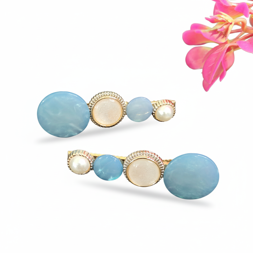 Korean Blue Pearl Clip 1 Pair