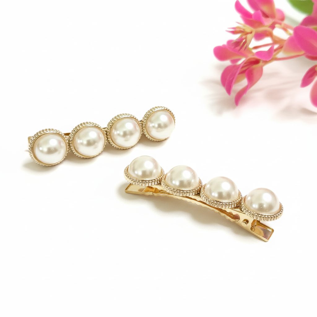 Pear White Clips 1 Pair