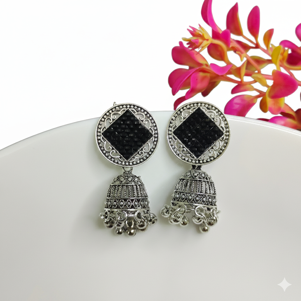 Black Oxidised Jhumka