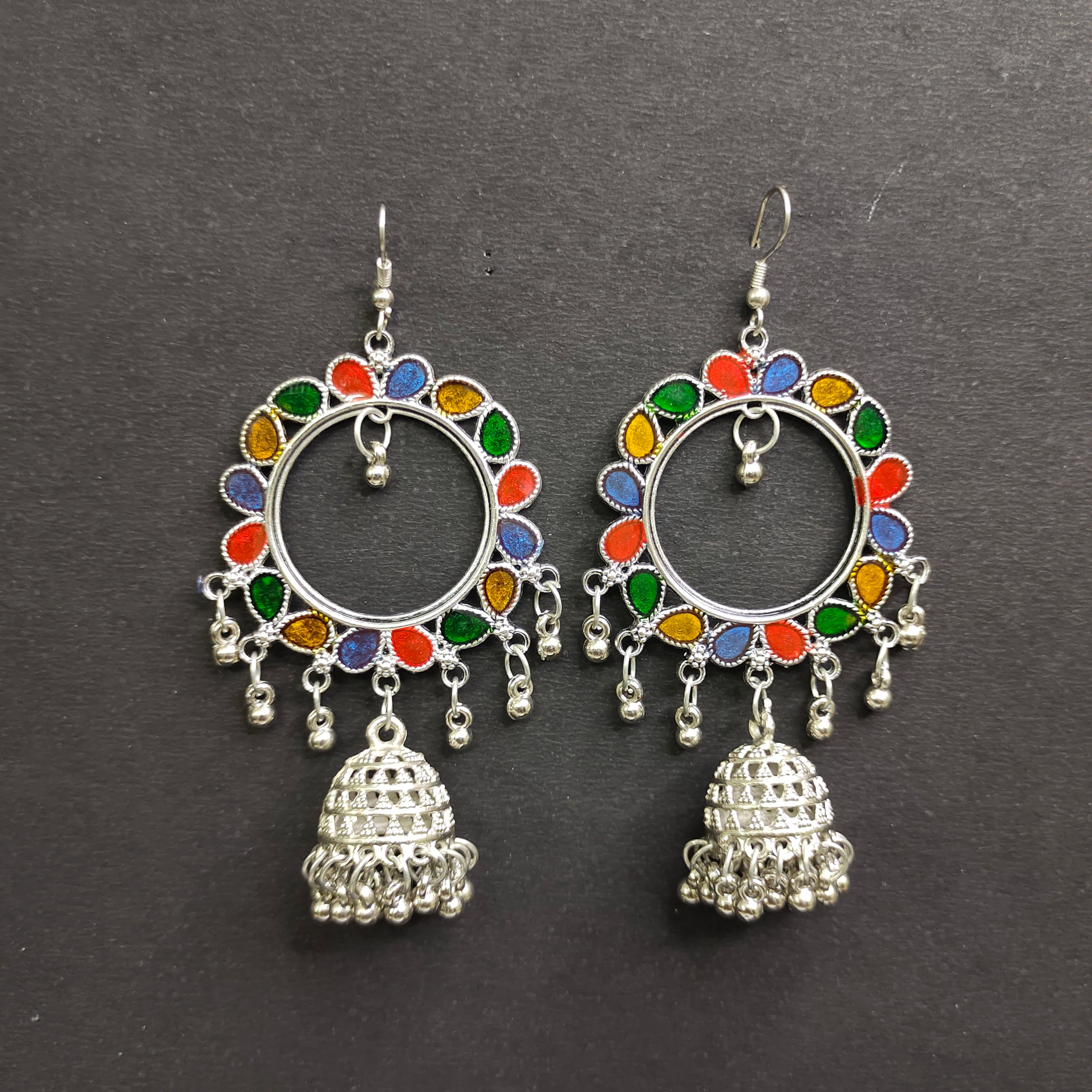 Multicolor Oxidised Jhumka