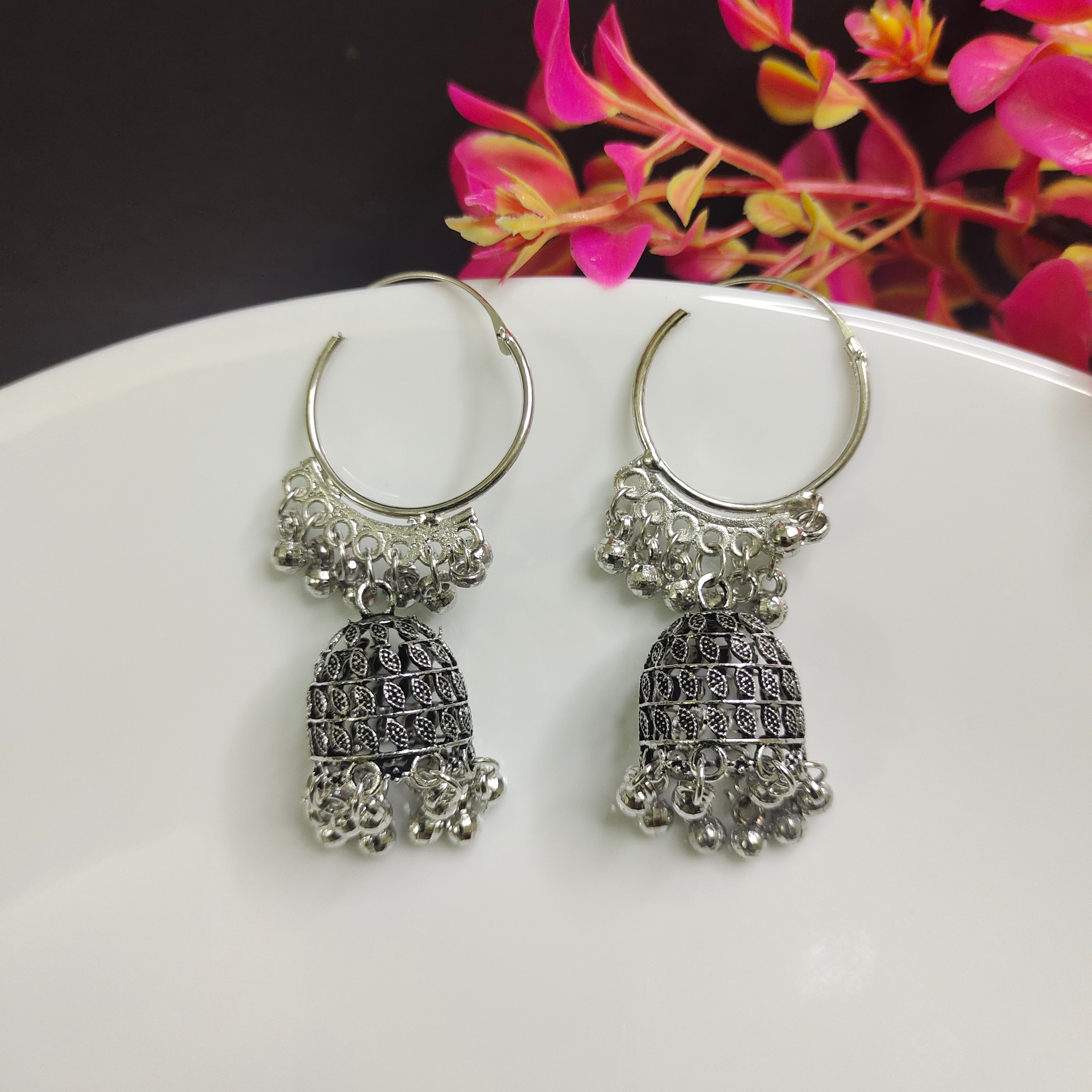 Beautiful Oxidised Hook Drop Jhumka