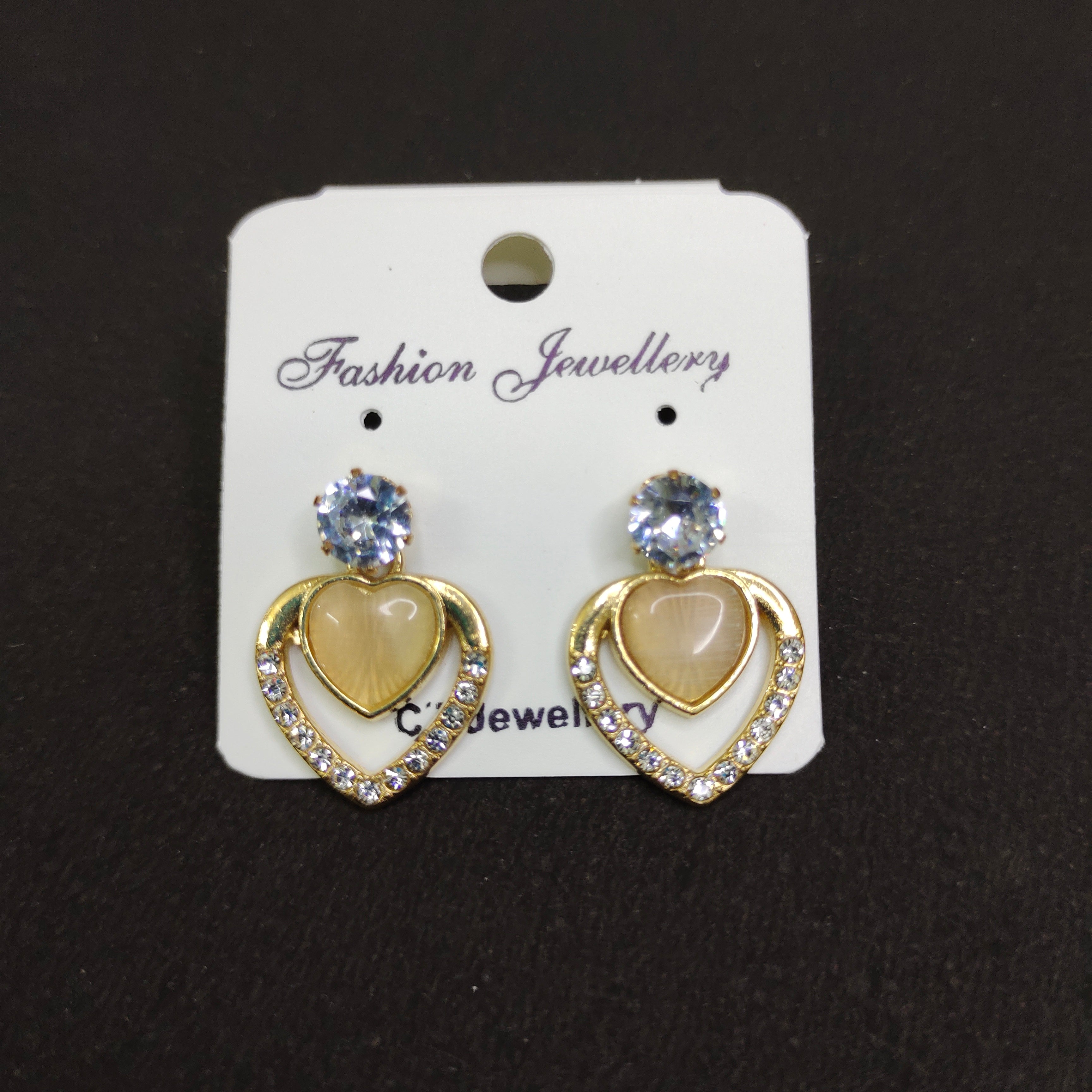 Golden Heart Pearl Studs