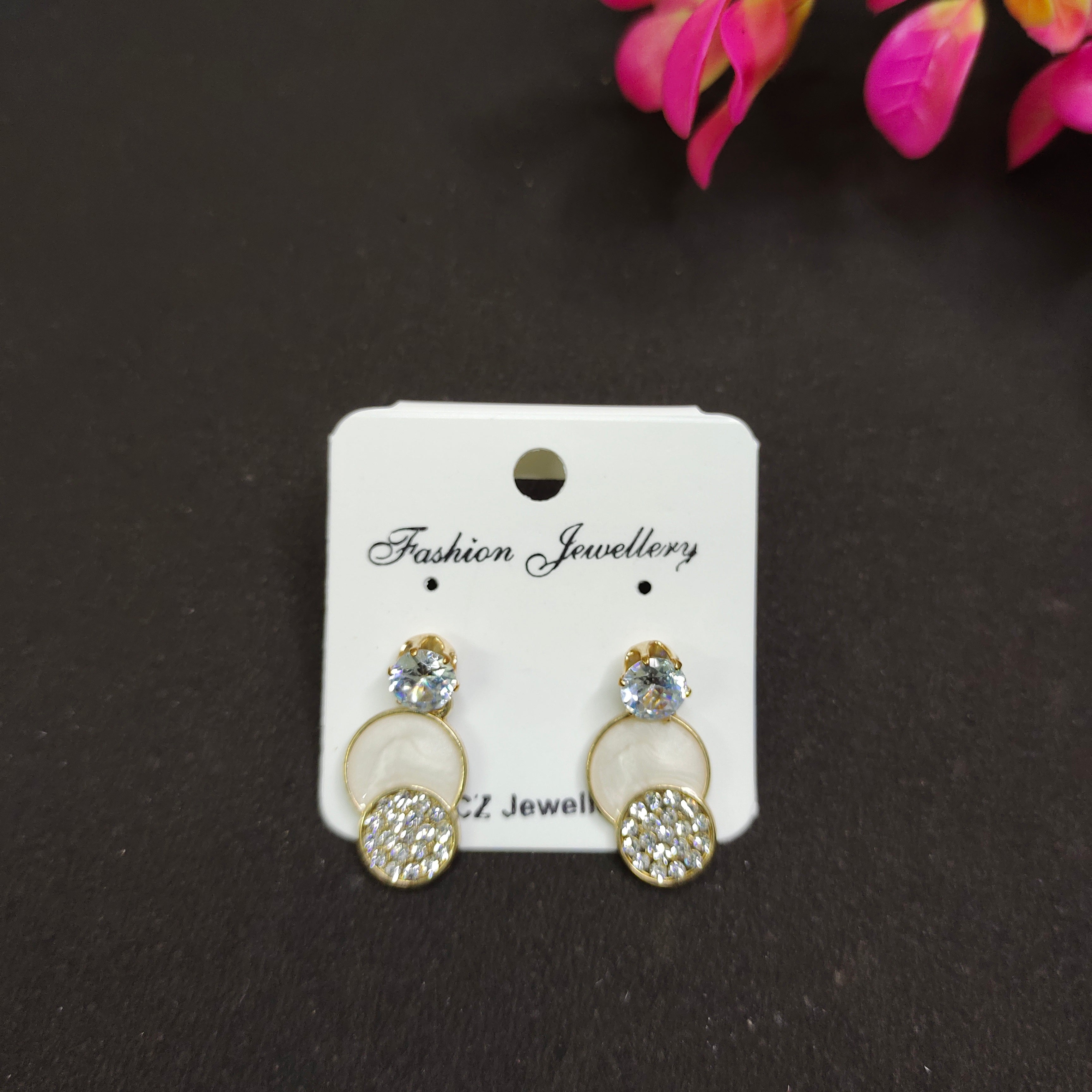 Korean Golden White Pearl Studs