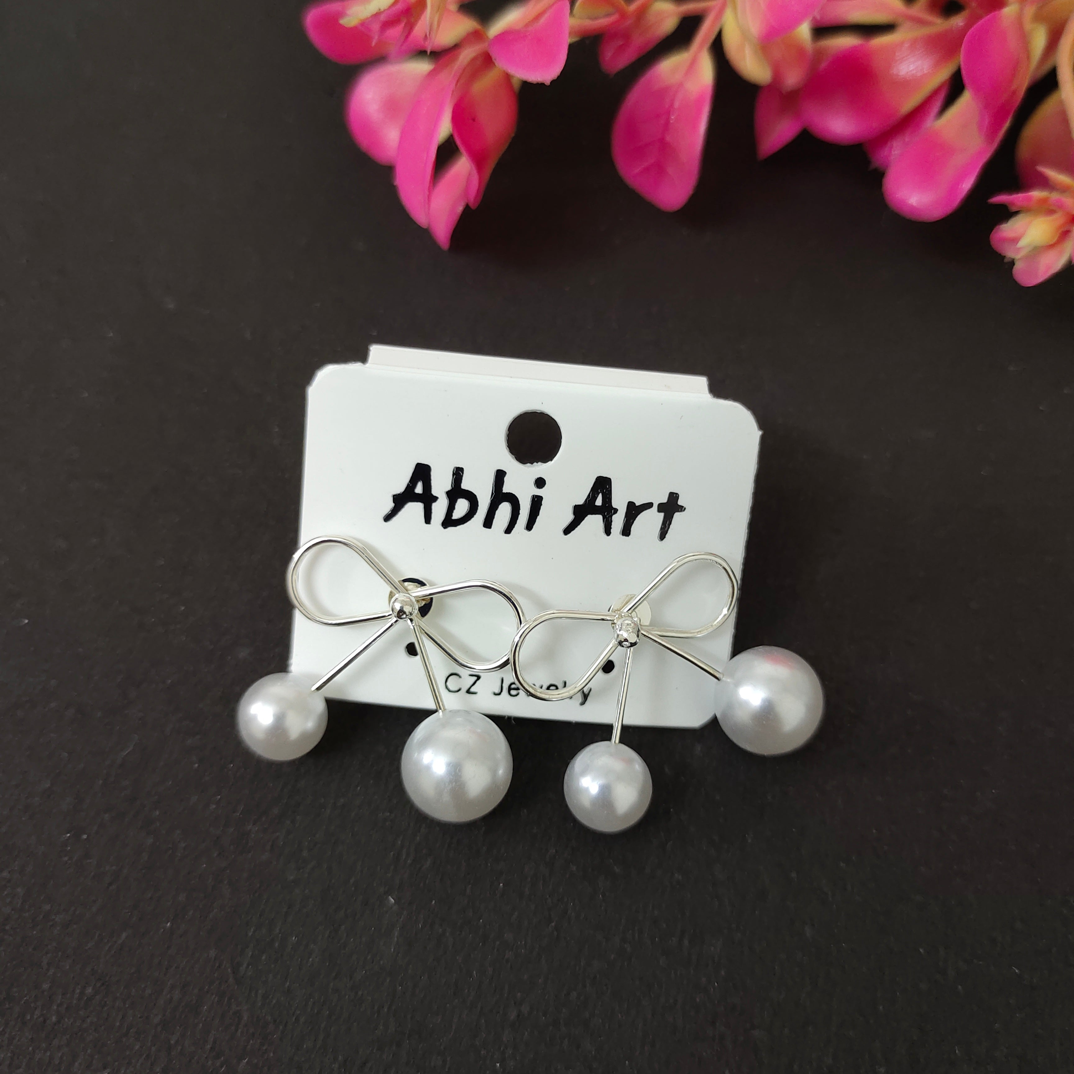 Pearl Bow Korean Studs